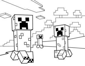 Minecraft boyama sayfası,  coloring page, Yakında patlayacak üç sürüngen, 