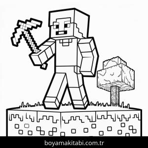 Minecraft boyama sayfası – çocuk aktivitesi, PDF indir