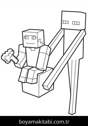 Minecraft boyama sayfası – sevimli karakter, sanatsal çalışma
