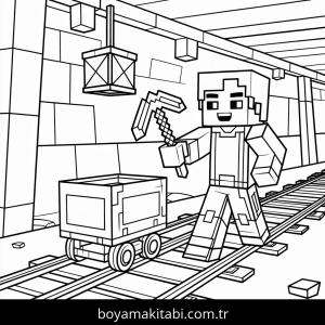 Minecraft boyama sayfası – çocuklar için, çizgi film temalı