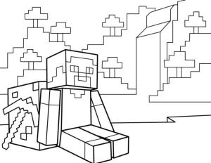 Minecraft boyama sayfası,  coloring page, Bütün gün kazdım, şimdi dinleniyorum. Geceleri tekrarlama!, 