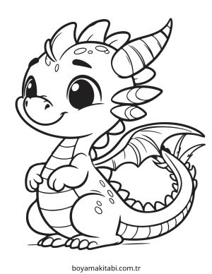 Minik Ejderha boyama sayfası – sevimli karakter, sanatsal çalışma