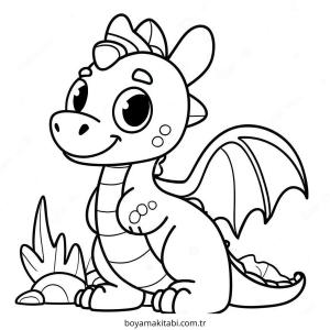 Minik Ejderha boyama sayfası – basit çizim, kolay boyama