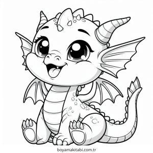 Minik Ejderha boyama sayfası – basit çizim, kolay boyama