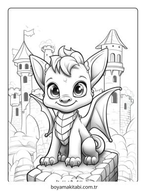 Minik Ejderha boyama sayfası – eğlenceli etkinlik, el becerilerini geliştirir