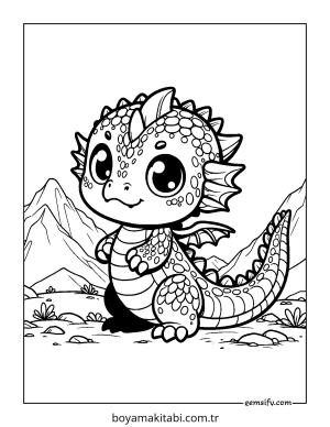 Minik Ejderha boyama sayfası – boyama çalışması, yaratıcılığı geliştirir