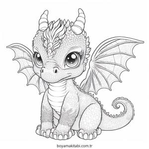 Minik Ejderha boyama sayfası – boyama etkinliği, çocuk aktivitesi