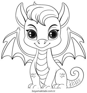 Minik Ejderha boyama sayfası – el becerilerini geliştirir, boyama çalışması
