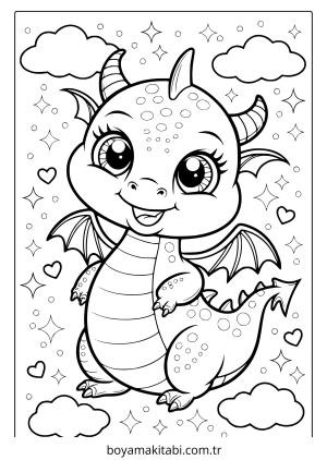 Minik Ejderha boyama sayfası – keyifli zaman, renkli çizimler