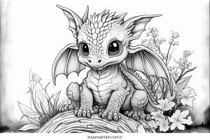 Minik Ejderha boyama sayfası – PDF indir, sevimli karakter