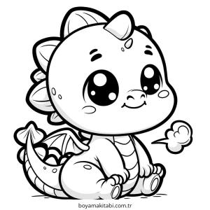 Minik Ejderha boyama sayfası – çizgi film temalı, basit çizim