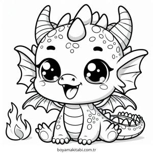Minik Ejderha boyama sayfası – sevimli karakter, sanatsal çalışma