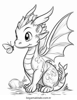 Minik Ejderha boyama sayfası – evde etkinlik, ücretsiz yazdır