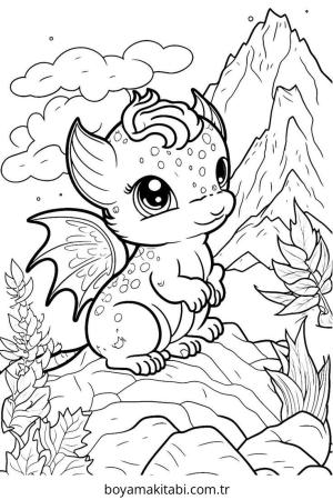 Minik Ejderha boyama sayfası – eğlenceli etkinlik, el becerilerini geliştirir