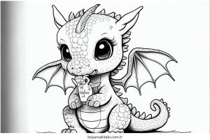 Minik Ejderha boyama sayfası – çocuklar için, çizgi film temalı