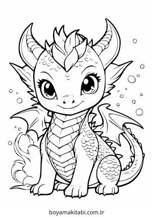 Minik Ejderha boyama sayfası – PDF indir, sevimli karakter