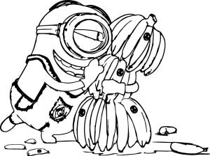 Minions boyama sayfası, coloring page, Muzlu Komik Minion Çizimi,