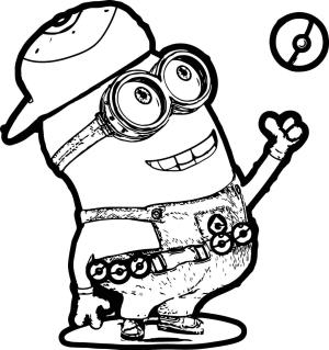 Minions boyama sayfası,  coloring page, Pokeball ile Bob, 