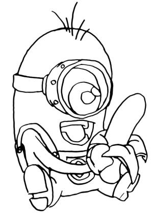 Minions boyama sayfası,  coloring page, Muzlu Minion Donny, 