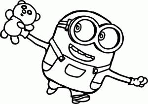 Minions boyama sayfası,  coloring page, Oyuncaklı Minion Bob, 