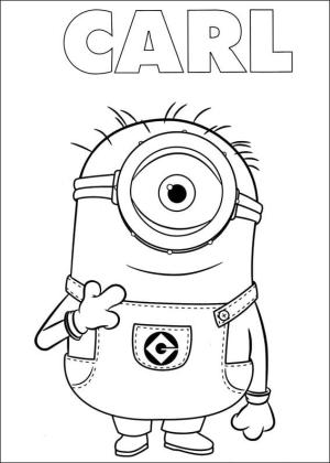 Minions boyama sayfası,  coloring page, Minyon Carl Gülümseyerek, 