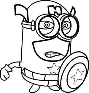 Minions boyama sayfası,  coloring page, Kaptan Amerika Minyonu, 