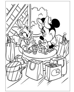 Minnie Mouse boyama sayfası,  coloring page, Minnie ve Daisy Gazlı İçecek İçiyor, 