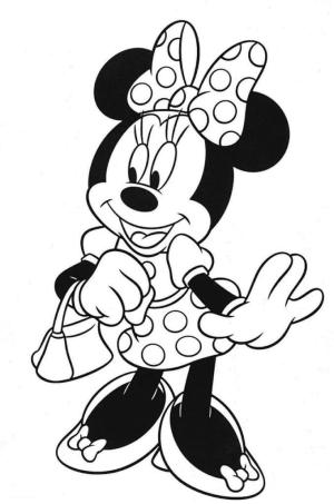 Minnie Mouse boyama sayfası,  coloring page, Bir Çanta tutan Minnie Mouse, 