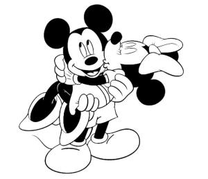 Minnie Mouse boyama sayfası,  coloring page, Minnie Mouse tutan Mickey Mouse, 