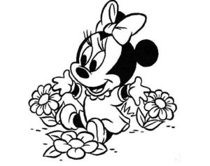 Minnie Mouse boyama sayfası,  coloring page, Minnie Mouse Çiçekli, 