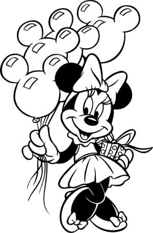 Minnie Mouse boyama sayfası,  coloring page, Balon tutan Minnie Mouse, 