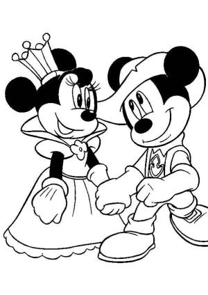 Minnie Mouse boyama sayfası,  coloring page, Kraliçe Minnie Mouse ve Şövalye Mickey Mouse, 