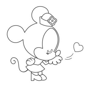 Minnie Mouse boyama sayfası,  coloring page, Kalpli Küçük Minnie Mouse, 