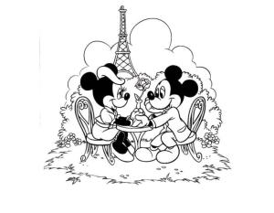 Minnie Mouse boyama sayfası,  coloring page, Eyfel Kulesi ile Romantik Akşam Yemeği, 