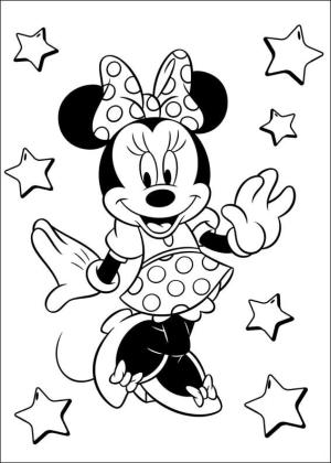 Minnie Mouse boyama sayfası,  coloring page, Yıldızlı Komik Minnie Mouse, 