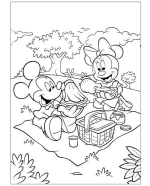 Minnie Mouse boyama sayfası,  coloring page, Mickey Mouse ve Minnie Mouse Piknikte, 