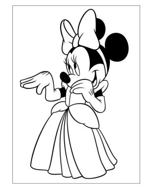 Minnie Mouse boyama sayfası,  coloring page, Güzel Bir Elbise İçindeki Büyüleyici Minnie, 