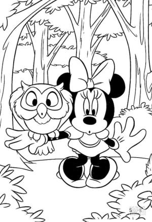 Minnie Mouse boyama sayfası,  coloring page, Baykuşlu Minnie Fare, 