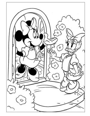 Minnie Mouse boyama sayfası,  coloring page, Daisy Minnie’yi Ziyaret Etmeye Geldi, 