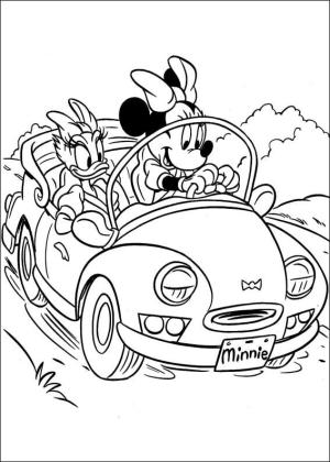 Minnie Mouse boyama sayfası,  coloring page, Minnie Mouse ve Daisy Duck Araba Sürüyor, 