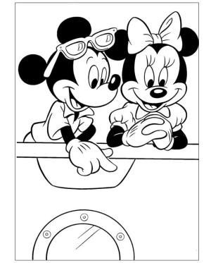 Minnie Mouse boyama sayfası,  coloring page, Mickey, Minnie’ye İlginç Bir Şey Gösteriyor, 