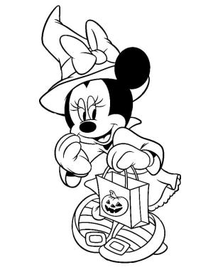 Minnie Mouse boyama sayfası,  coloring page, Cadılar Bayramı’nda cadı şapkalı Minnie Mouse, 