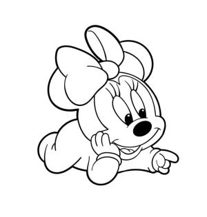 Minnie Mouse boyama sayfası,  coloring page, Bebek Minnie Yalan Söylüyor, 