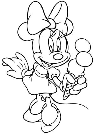 Minnie Mouse boyama sayfası,  coloring page, Dondurma tutan Minnie Mouse, 