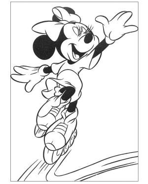 Minnie Mouse boyama sayfası,  coloring page, Mutlu Minnie Mouse Paten Kayma, 