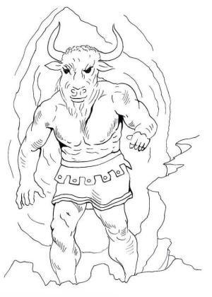 Minotaur boyama sayfası,  coloring page, Efsanevi Minotor, 