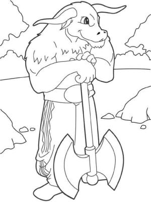 Minotaur boyama sayfası,  coloring page, Baltalı Minotor, 