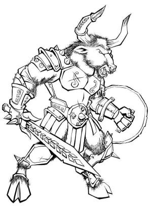 Minotaur boyama sayfası,  coloring page, Kızgın Minotor Dövüşü, 