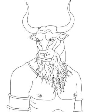 Minotaur boyama sayfası,  coloring page, Kızgın Minotor Yüz, 