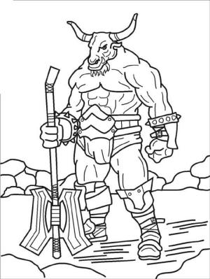 Minotaur boyama sayfası,  coloring page, Büyük Baltalı Minotor, 